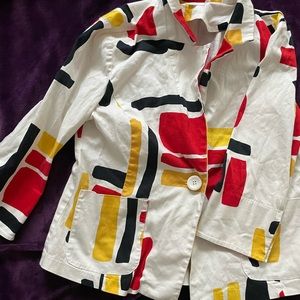 Jacket white base with color blocks